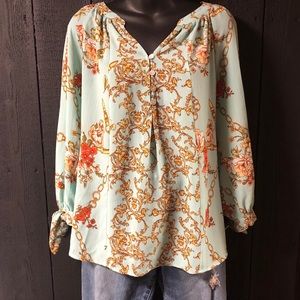 Fig and Flower peasant blouse. Size M